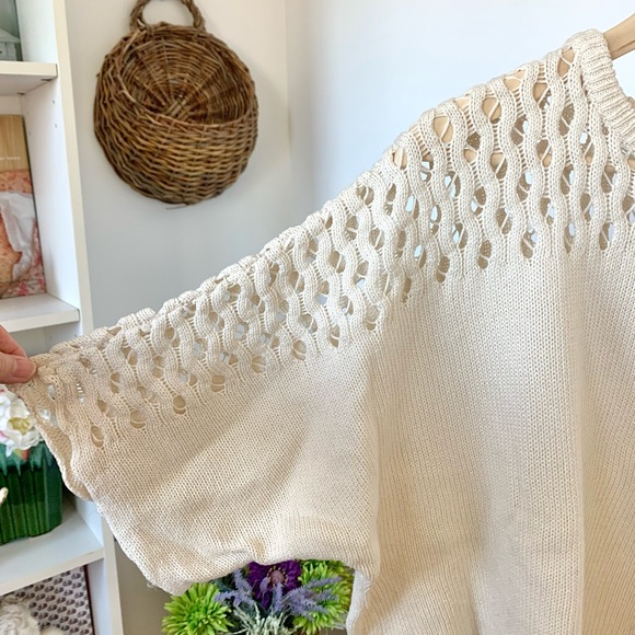 Wol Hide Loose Lace Lattice Organic Cotton Knit Sweater - Picture 11 of 14